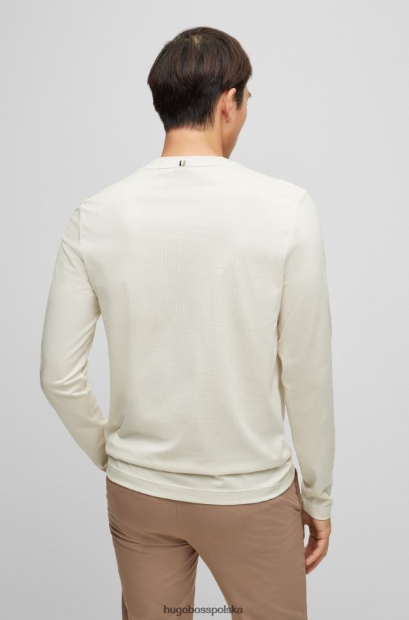 Hugo Boss biała koszulka hugo slim-fit z merceryzowanej bawełny o bogatej strukturze biały R0X0H61985