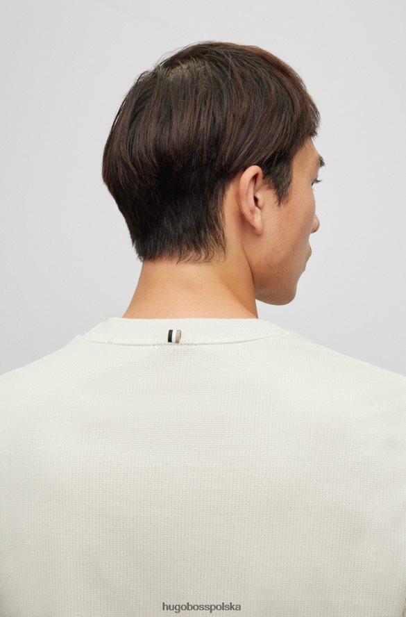 Hugo Boss biała koszulka hugo slim-fit z merceryzowanej bawełny o bogatej strukturze biały R0X0H61985