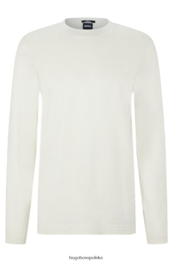 Hugo Boss biała koszulka hugo slim-fit z merceryzowanej bawełny o bogatej strukturze biały R0X0H61985