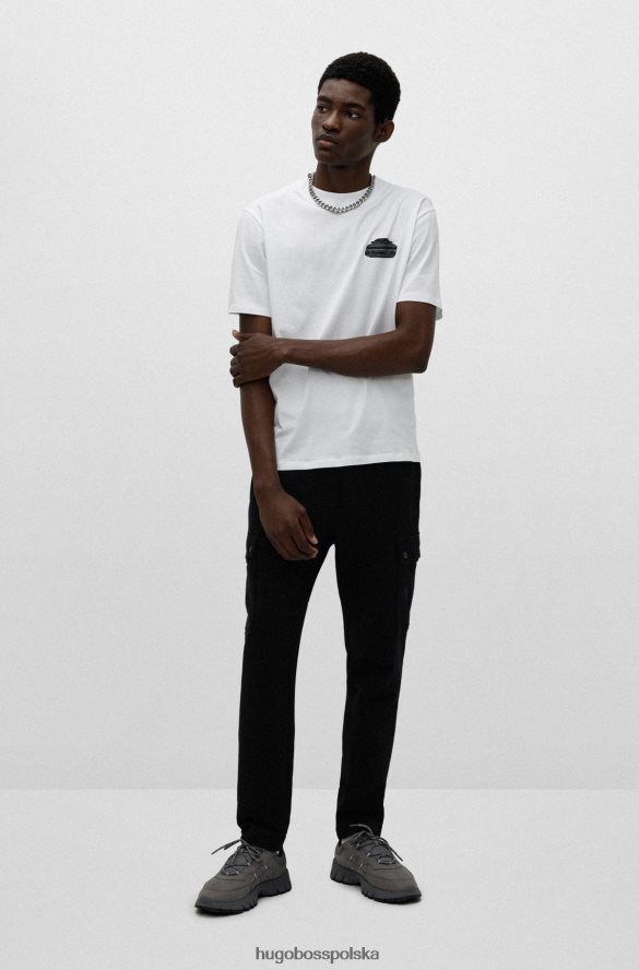 Hugo Boss biała koszulka o luźnym kroju z bawełny organicznej z grafiką samochodu hugo biały R0X0H64521