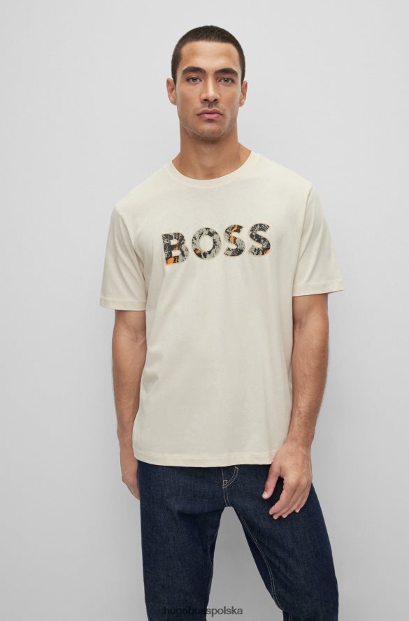 Hugo Boss biała koszulka z bawełnianego dżerseju Hugo o luźnym kroju z grafiką z logo biały R0X0H61743