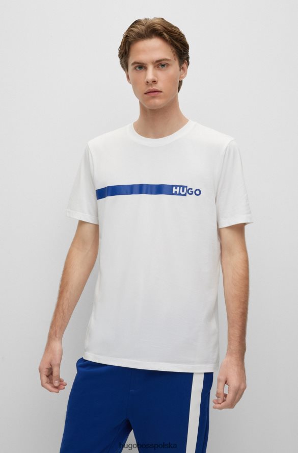 Hugo Boss biała koszulka z bawełnianego dżerseju Hugo z grafiką z logo biały R0X0H61244