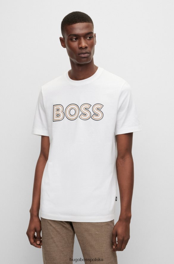 Hugo Boss biała koszulka z bawełnianego dżerseju Hugo z nadrukiem logo biały R0X0H61695