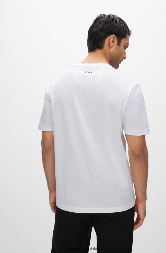 Hugo Boss biała koszulka z bawełnianego dżerseju z nadrukiem logo hugo z blokami kolorów biały R0X0H61476