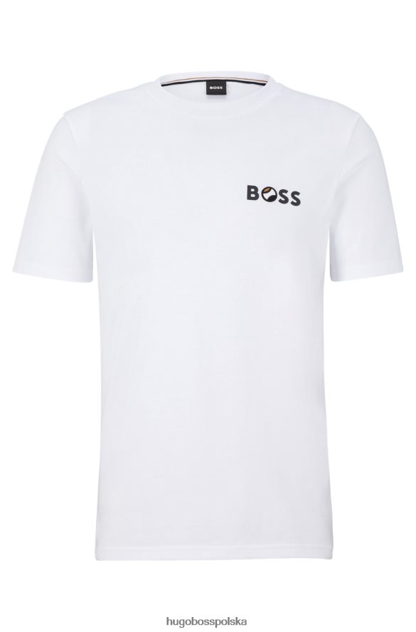 Hugo Boss biała koszulka z bawełnianego jerseyu Hugo z logo piłki tenisowej biały R0X0H64018