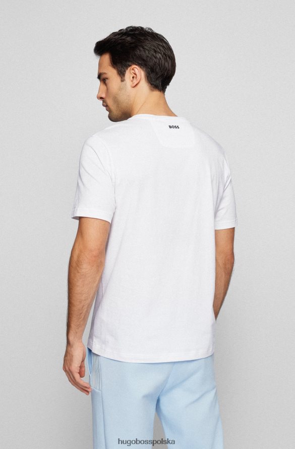 Hugo Boss biała koszulka z bawełnianego jerseyu o regularnym kroju z grafiką logo hugo biały R0X0H63250