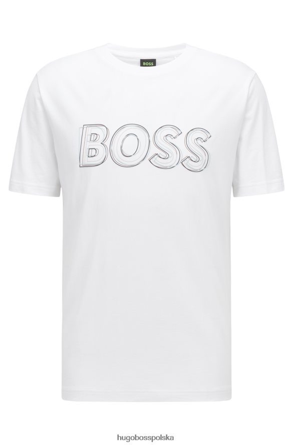 Hugo Boss biała koszulka z bawełnianego jerseyu o regularnym kroju z grafiką logo hugo biały R0X0H63250