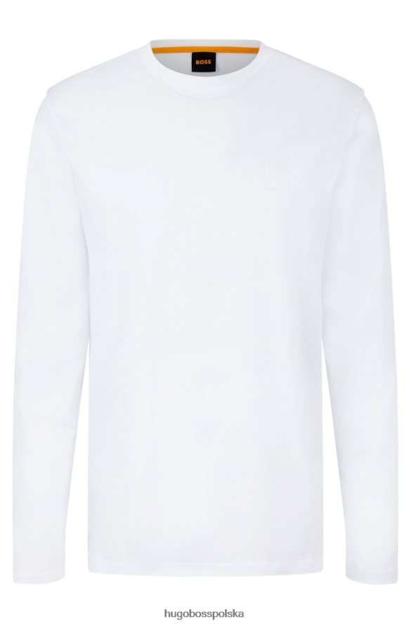 Hugo Boss biała koszulka z bawełnianego jerseyu o regularnym kroju z naszywką z logo hugo biały R0X0H61332