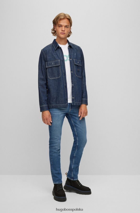 Hugo Boss biała koszulka z bawełnianego jerseyu z gumowanym nadrukiem logo hugo biały R0X0H61111