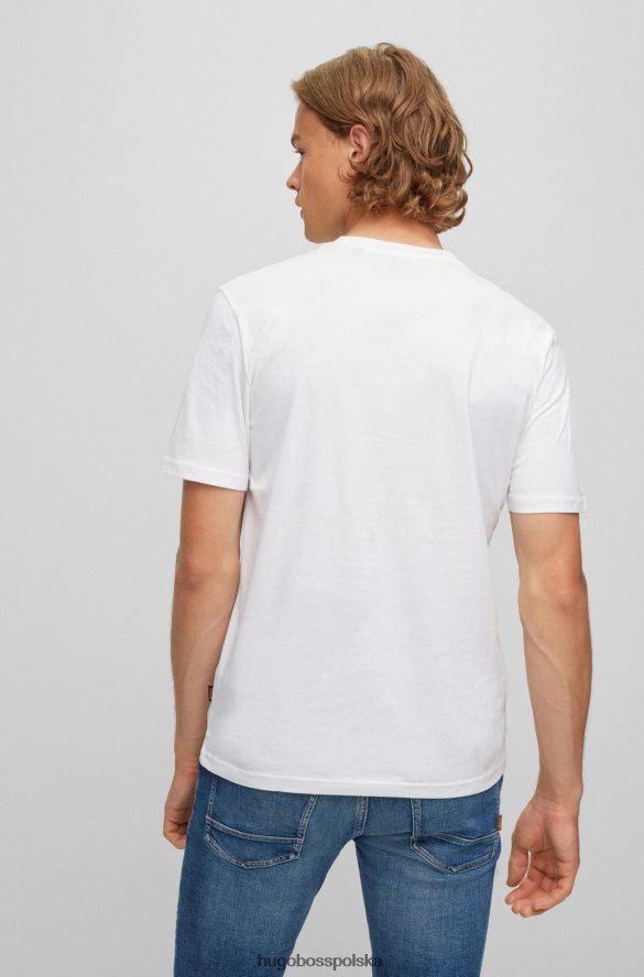 Hugo Boss biała koszulka z bawełnianego jerseyu z gumowanym nadrukiem logo hugo biały R0X0H61111