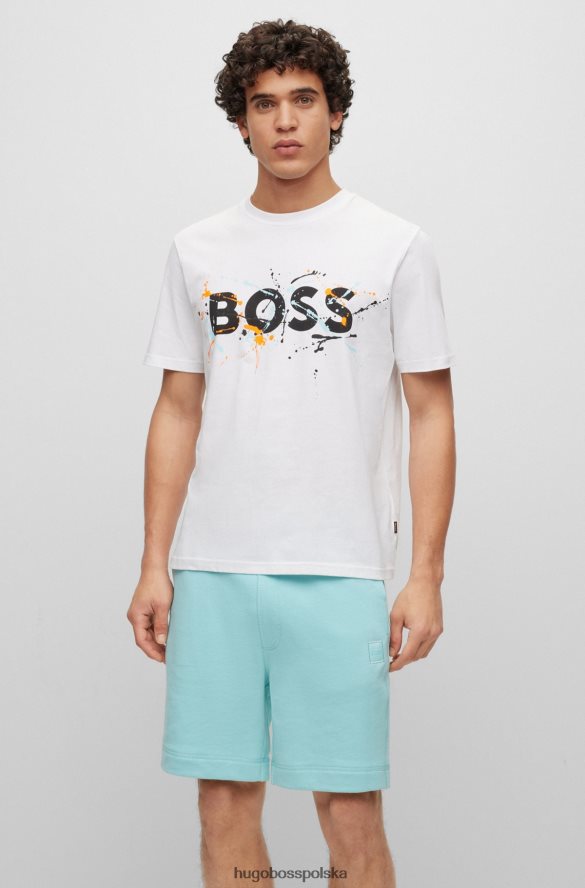 Hugo Boss biała koszulka z bawełnianego jerseyu z kolorowym logo hugo biały R0X0H63539