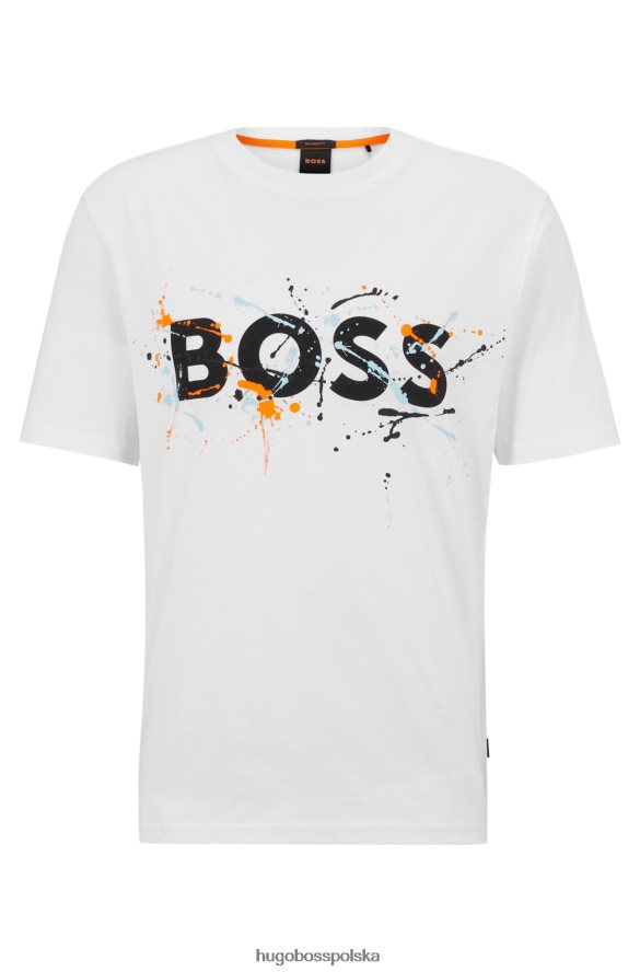 Hugo Boss biała koszulka z bawełnianego jerseyu z kolorowym logo hugo biały R0X0H63539
