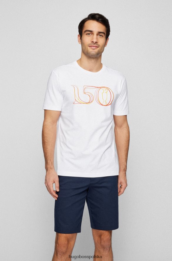 Hugo Boss biała koszulka z elastycznej bawełny z otwartą grafiką British Hugo biały R0X0H64616