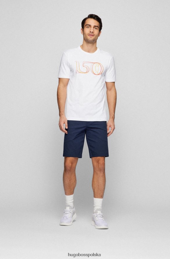 Hugo Boss biała koszulka z elastycznej bawełny z otwartą grafiką British Hugo biały R0X0H64616