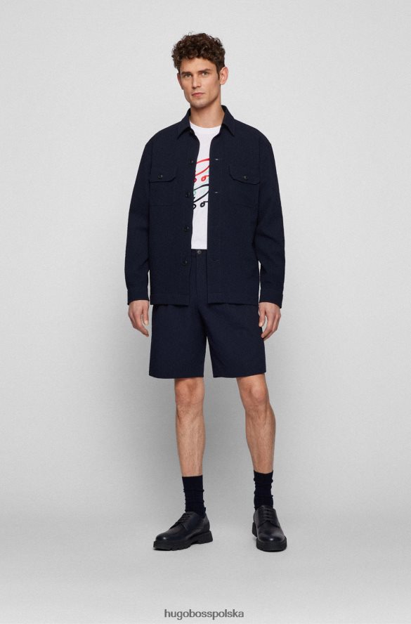 Hugo Boss biały, bawełniany t-shirt hugo o dopasowanym kroju z wielobarwnymi logo biały R0X0H63991