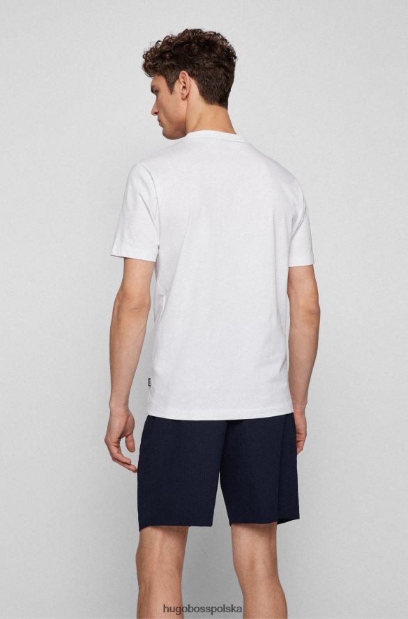 Hugo Boss biały, bawełniany t-shirt hugo o dopasowanym kroju z wielobarwnymi logo biały R0X0H63991