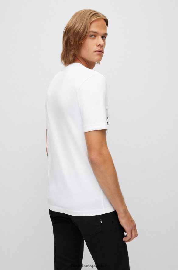 Hugo Boss biały, bawełniany t-shirt hugo z ręcznie rysowaną grafiką biały R0X0H63473