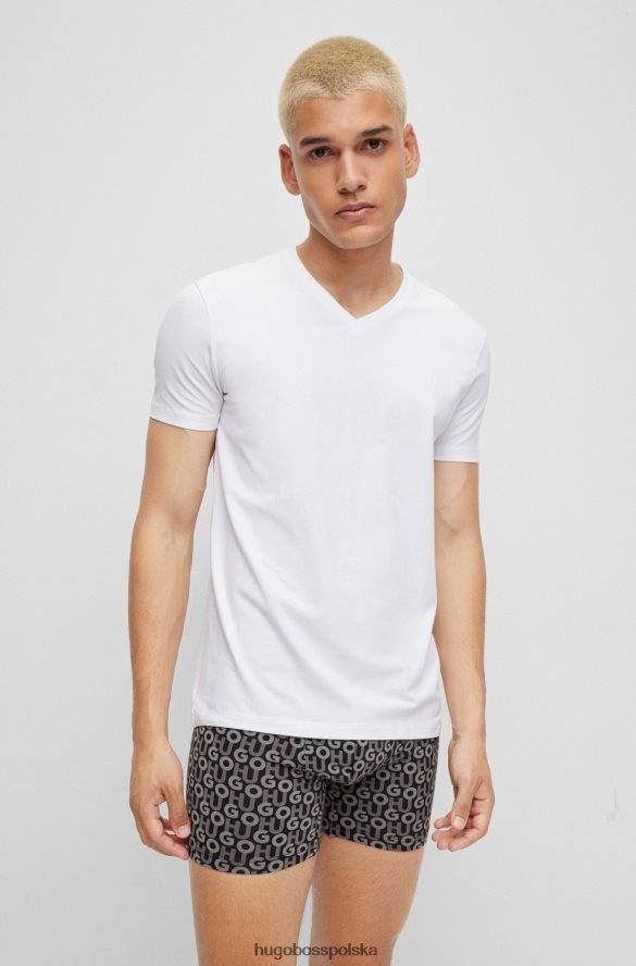 Hugo Boss biały dwupak hugo T-shirtów z dekoltem w kształcie litery V, wykonanych z elastycznego bawełnianego dżerseju biały R0X0H61979