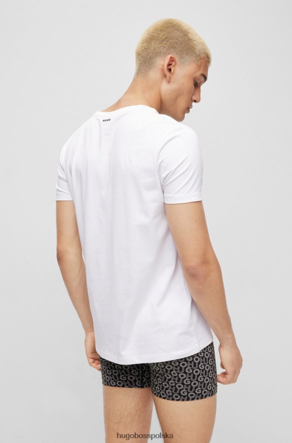 Hugo Boss biały dwupak hugo T-shirtów z dekoltem w kształcie litery V, wykonanych z elastycznego bawełnianego dżerseju biały R0X0H61979