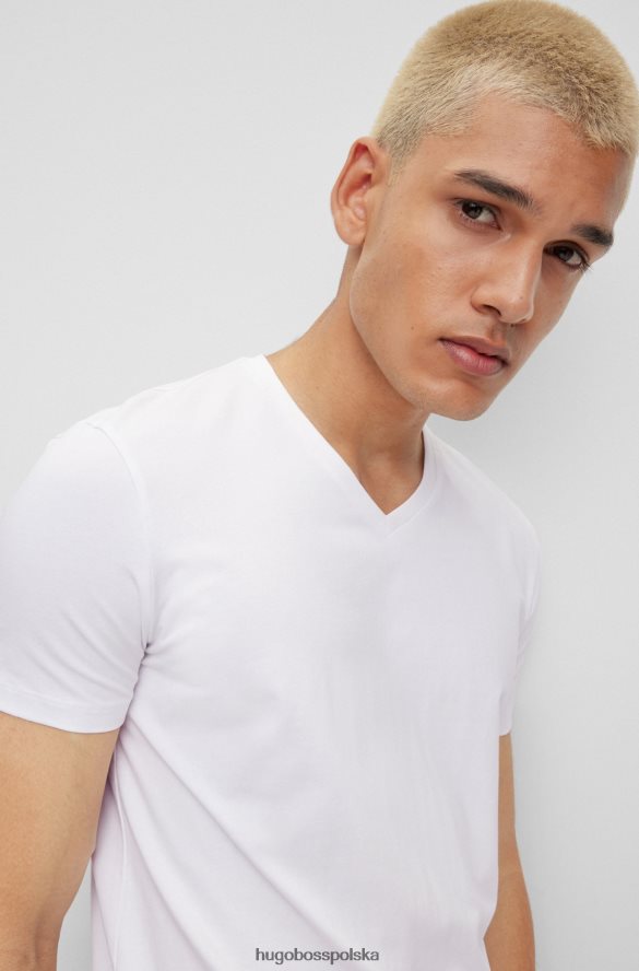 Hugo Boss biały dwupak hugo T-shirtów z dekoltem w kształcie litery V, wykonanych z elastycznego bawełnianego dżerseju biały R0X0H61979