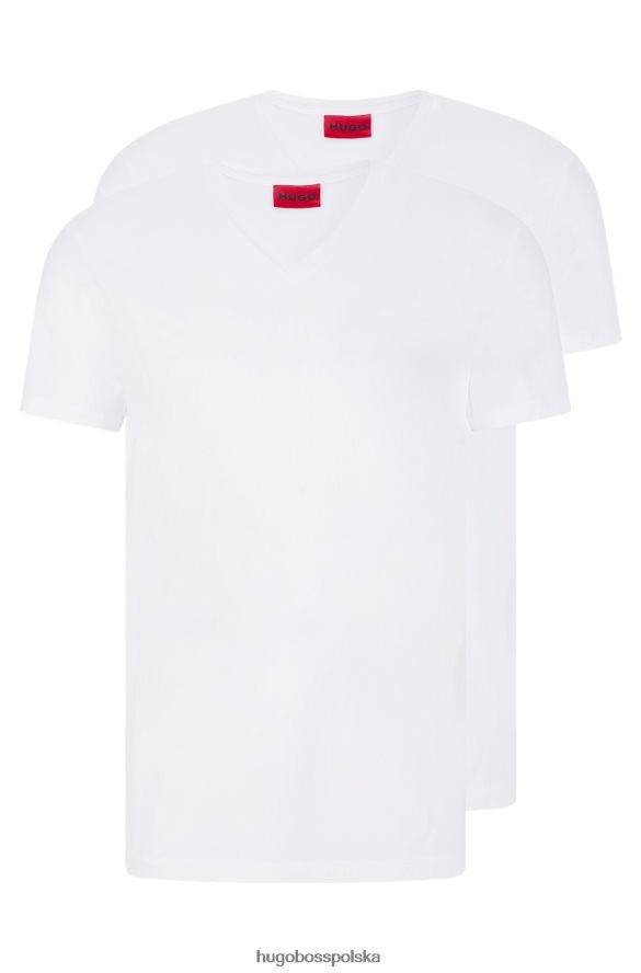 Hugo Boss biały dwupak hugo T-shirtów z dekoltem w kształcie litery V, wykonanych z elastycznego bawełnianego dżerseju biały R0X0H61979