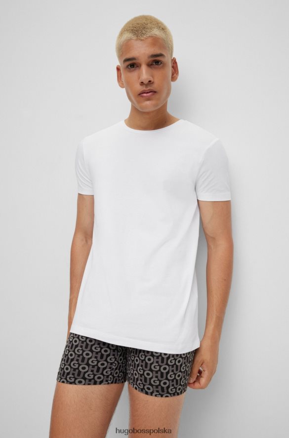 Hugo Boss biały dwupak hugo T-shirtów z okrągłym dekoltem, wykonanych z elastycznego bawełnianego dżerseju biało-czarny R0X0H62225