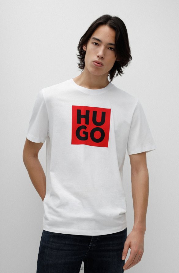 Hugo Boss biały t-shirt hugo z bawełny organicznej z nowym nadrukiem logo biały R0X0H64419