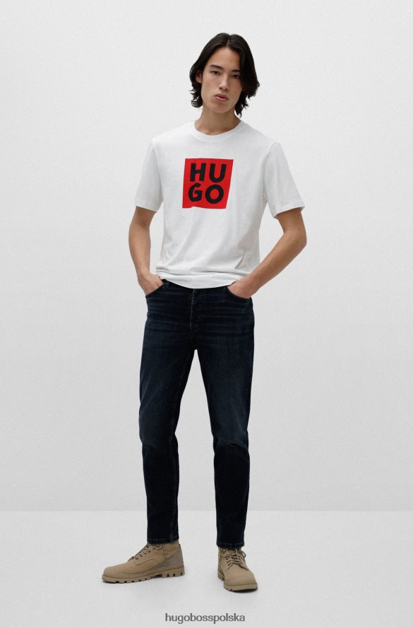 Hugo Boss biały t-shirt hugo z bawełny organicznej z nowym nadrukiem logo biały R0X0H64419