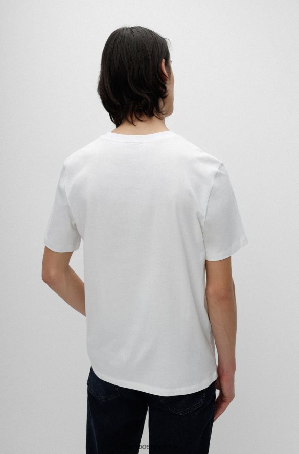 Hugo Boss biały t-shirt hugo z bawełny organicznej z nowym nadrukiem logo biały R0X0H64419