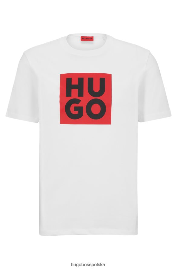 Hugo Boss biały t-shirt hugo z bawełny organicznej z nowym nadrukiem logo biały R0X0H64419