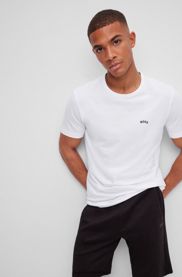 Hugo Boss biały t-shirt hugo z bawełny organicznej z zaokrąglonym logo i okrągłym dekoltem biały R0X0H61998