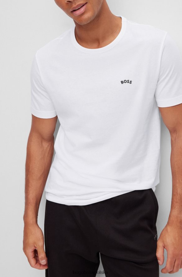 Hugo Boss biały t-shirt hugo z bawełny organicznej z zaokrąglonym logo i okrągłym dekoltem biały R0X0H61998