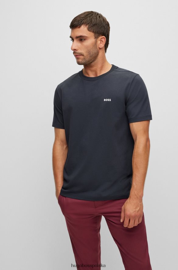 Hugo Boss ciemnoniebieska koszulka Hugo z elastycznej bawełny z kontrastowym logo ciemny niebieski R0X0H61755