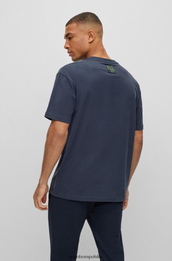 Hugo Boss ciemnoniebieska koszulka Hugo z elastycznej bawełny z logo z blokami kolorów ciemny niebieski R0X0H61954