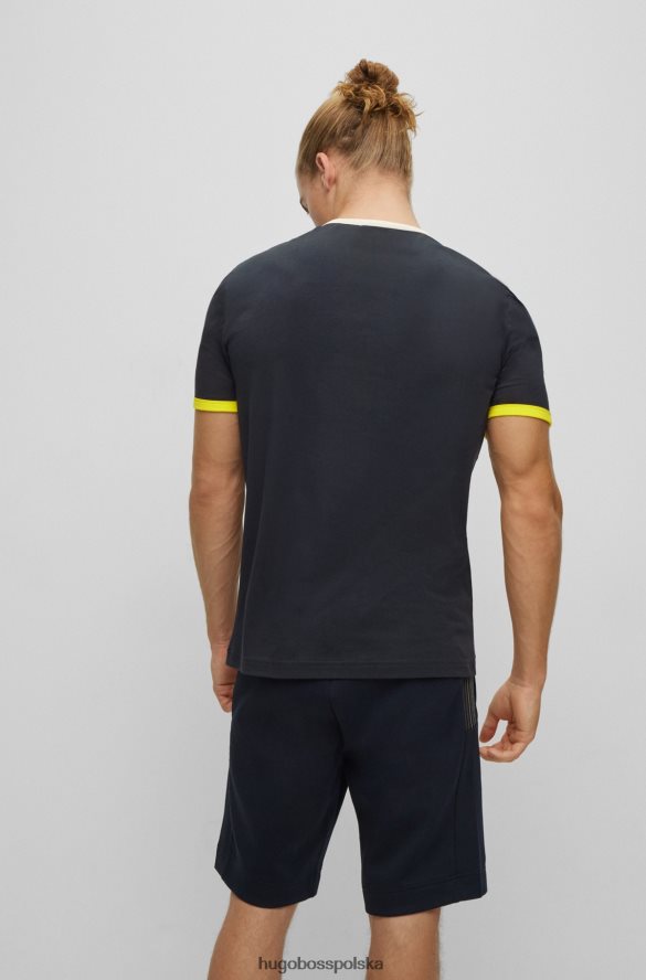 Hugo Boss ciemnoniebieska koszulka hugo z elastycznej bawełny z powtarzającymi się logo ciemny niebieski R0X0H62813