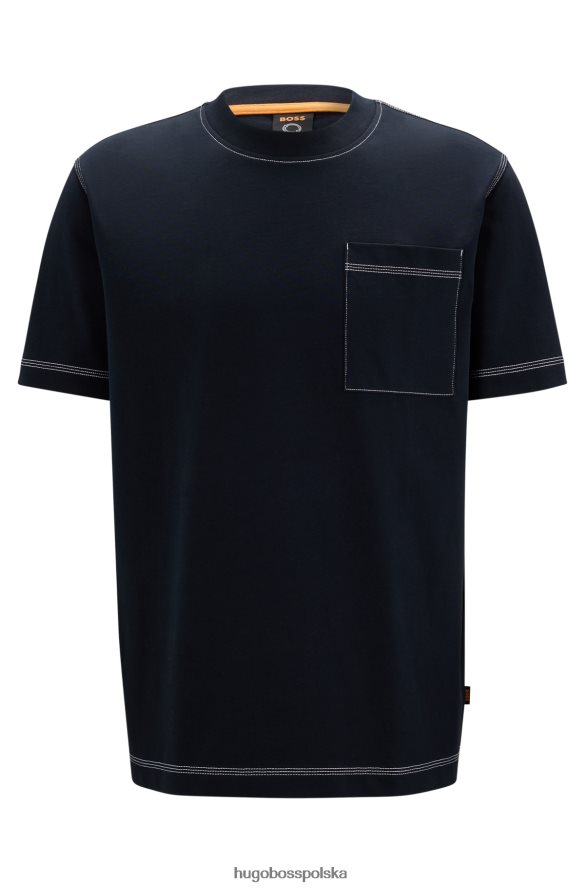 Hugo Boss ciemnoniebieska koszulka oversize z bawełnianego jerseyu z kontrastowymi szwami hugo ciemny niebieski R0X0H63691