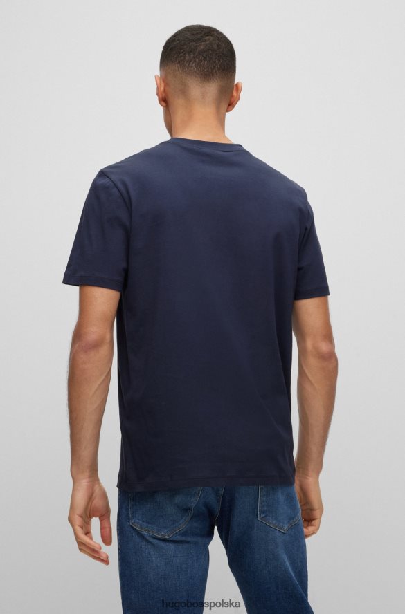 Hugo Boss ciemnoniebieska koszulka z bawełnianego dżerseju Hugo z nadrukiem logo ciemny niebieski R0X0H61659