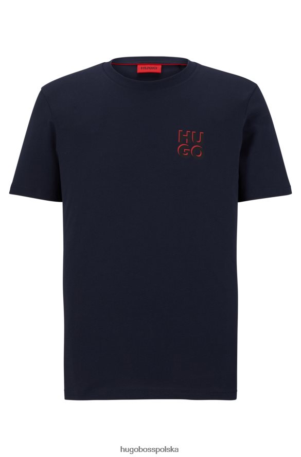 Hugo Boss ciemnoniebieska koszulka z bawełnianego dżerseju Hugo z nadrukiem logo ciemny niebieski R0X0H61659