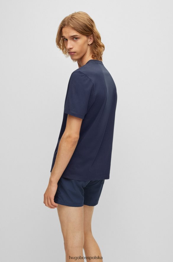 Hugo Boss ciemnoniebieska koszulka z bawełnianego jerseyu Hugo o regularnym kroju z kontrastowym logo ciemny niebieski R0X0H62175