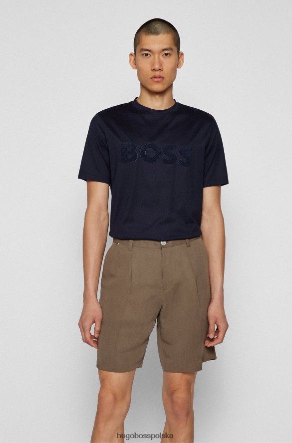 Hugo Boss ciemnoniebieska koszulka z bawełnianego jerseyu Hugo o regularnym kroju z logo ręcznika ciemny niebieski R0X0H63421