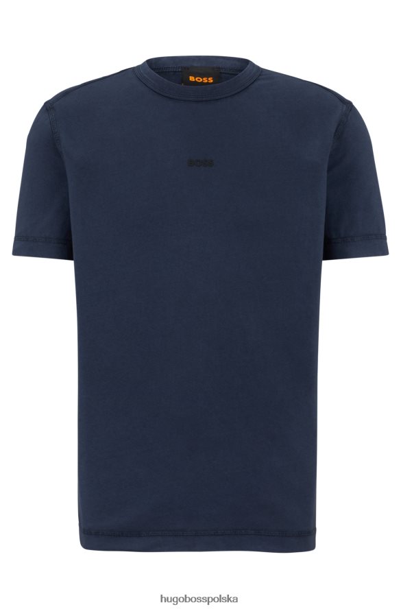 Hugo Boss ciemnoniebieska koszulka z bawełnianego jerseyu Hugo z nadrukowanym logo ciemny niebieski R0X0H62275