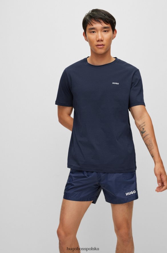 Hugo Boss ciemnoniebieska koszulka z bawełnianego jerseyu z logo hugo na piersi ciemny niebieski R0X0H62470