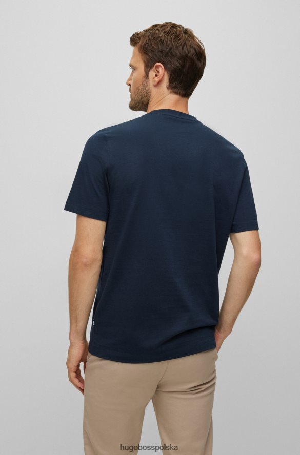 Hugo Boss ciemnoniebieska koszulka z bawełnianego jerseyu z nadrukiem logo hugo ciemny niebieski R0X0H61693