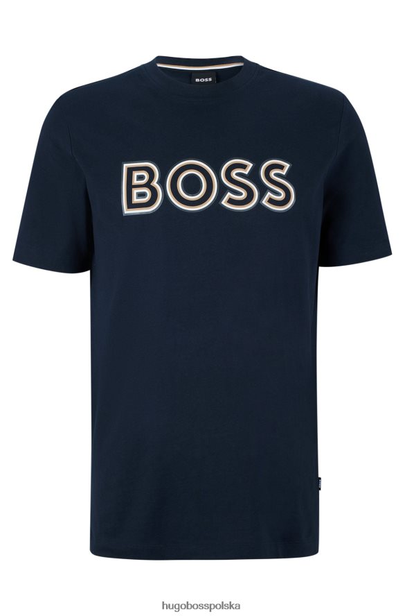Hugo Boss ciemnoniebieska koszulka z bawełnianego jerseyu z nadrukiem logo hugo ciemny niebieski R0X0H61693