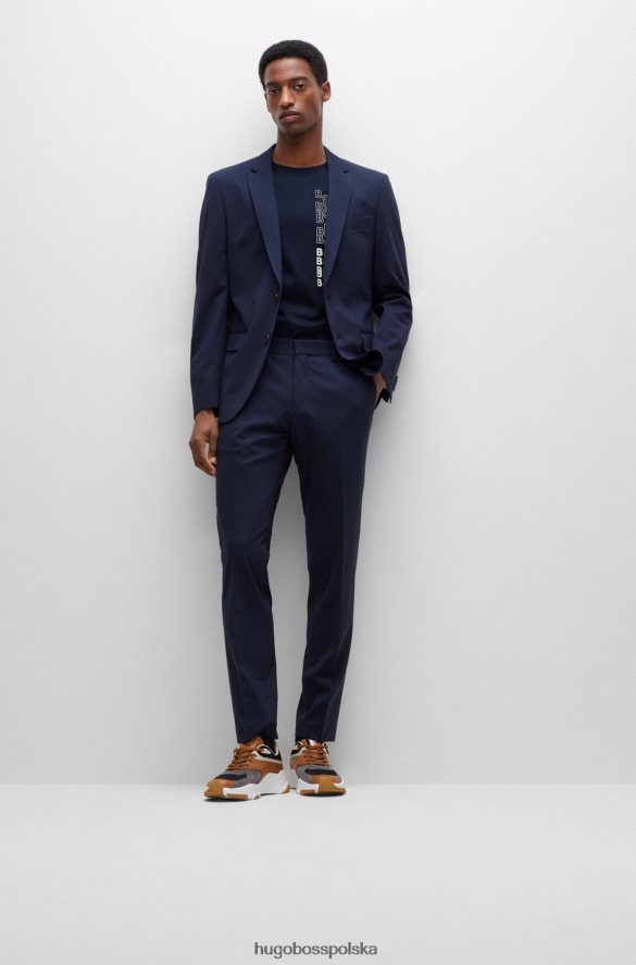 Hugo Boss ciemnoniebieska koszulka z nadrukiem logo, wykonana z bawełnianego dżerseju odpornego na pot hugo ciemny niebieski R0X0H62988