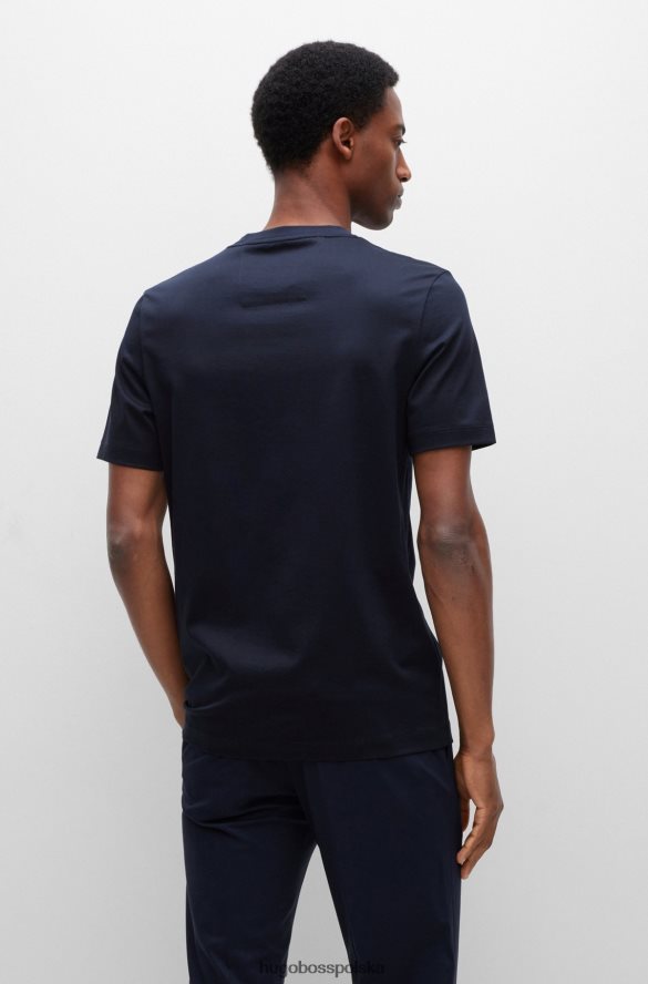 Hugo Boss ciemnoniebieska koszulka z nadrukiem logo, wykonana z bawełnianego dżerseju odpornego na pot hugo ciemny niebieski R0X0H62988
