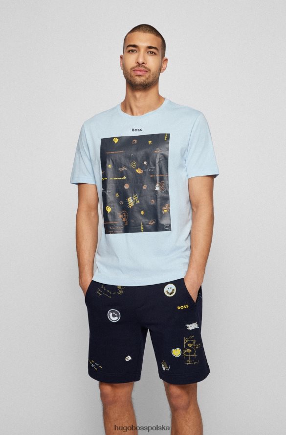 Hugo Boss ciemnoniebieski hugo dwupak bawełnianych t-shirtów z grafiką logo ciemnoniebieski/jasnoniebieski R0X0H63580