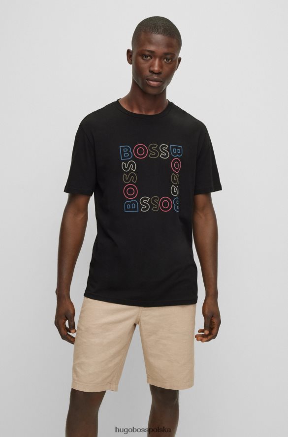 Hugo Boss czarna bawełniana koszulka z nadrukiem logo hugo czarny R0X0H64250