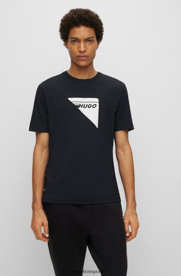 Hugo Boss czarna koszulka antybakteryjna hugo z ozdobnym odblaskowym logo czarny R0X0H64404