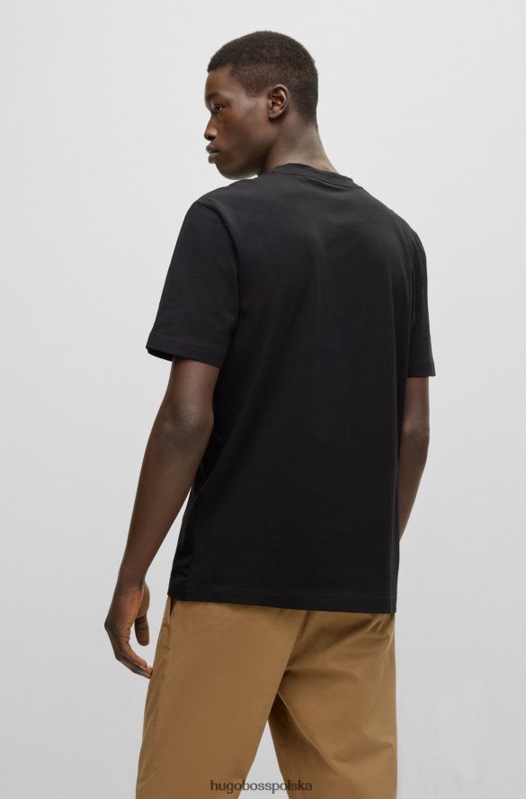 Hugo Boss czarna koszulka hugo ze stretchu, z bawełny z kontrastowym logo czarny R0X0H63999